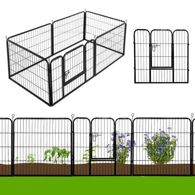 Alt view image 6 of 6 - Decorative Garden Fence - 24in x 43ft Rustproof Folding Fencing Landscape Patio Flower Bed Animal Barrier Border for Dog Outdoor Fences Black