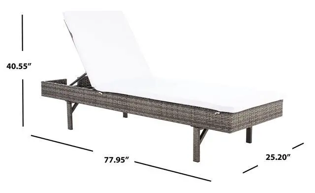 Alt view image 3 of 6 - Outdoor - Cam Chaise Lounge Chair - Grey Brown & White - Faux Wicker Rattan & Steel Frame with Cushion - Modern Adjustable Design - Ideal for Patio, Deck, Poolside, Backyard (PAT7501C)