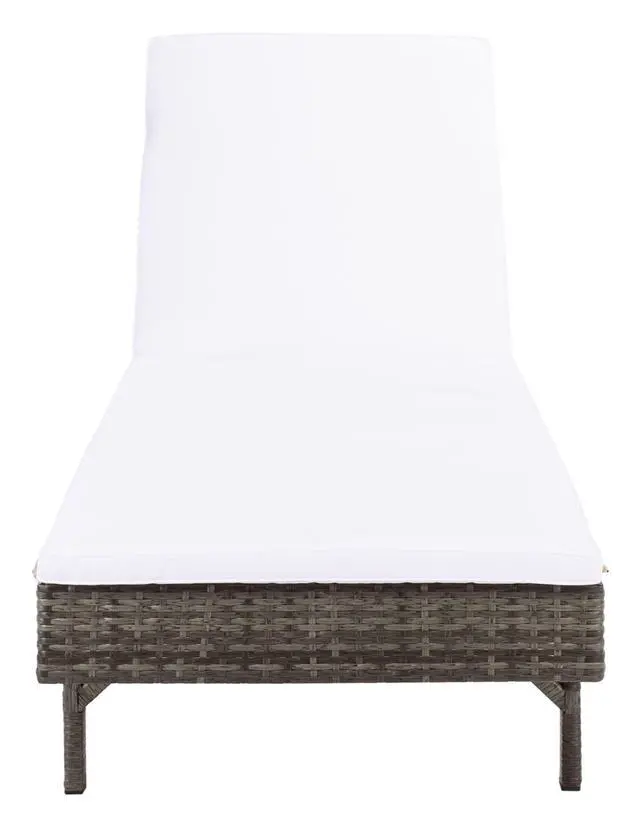 Alt view image 6 of 6 - Outdoor - Cam Chaise Lounge Chair - Grey Brown & White - Faux Wicker Rattan & Steel Frame with Cushion - Modern Adjustable Design - Ideal for Patio, Deck, Poolside, Backyard (PAT7501C)