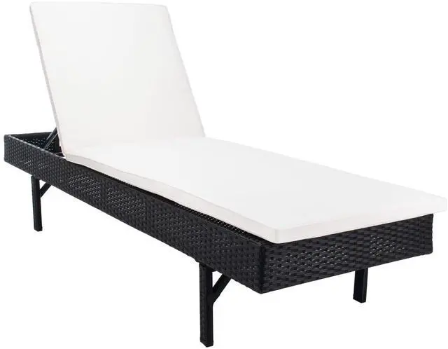 Main image of Outdoor - Cam Chaise Lounge Chair - Black & Beige - Faux Wicker Rattan & Steel Frame with Cushion - Modern Adjustable Design - Ideal for Patio, Deck, Poolside, Backyard (PAT7501A)