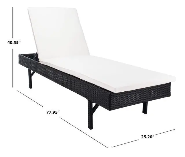 Alt view image 3 of 6 - Outdoor - Cam Chaise Lounge Chair - Black & Beige - Faux Wicker Rattan & Steel Frame with Cushion - Modern Adjustable Design - Ideal for Patio, Deck, Poolside, Backyard (PAT7501A)