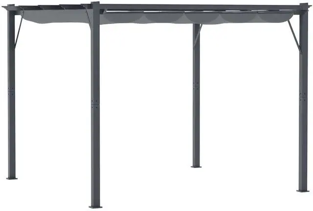 Main image of 10' x 10' Aluminum Patio Pergola with Retractable Pergola Canopy, Backyard Shade Shelter for Porch, Outdoor Party, Garden, Grill Gazebo, Dark Gray