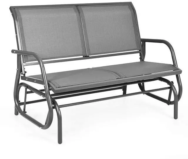 Main image of Swing Glider Chair 48 Inch with Spacious Space, 2 People Swing Lounge Glider Chair Cozy Patio Bench Outdoor & Indoor for Patio, Backyard, Poolside, Lawn Steel Rocking Garden Loveseat (Gray)