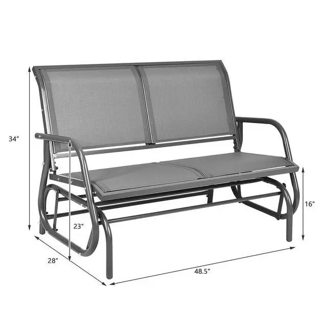 Alt view image 3 of 6 - Swing Glider Chair 48 Inch with Spacious Space, 2 People Swing Lounge Glider Chair Cozy Patio Bench Outdoor & Indoor for Patio, Backyard, Poolside, Lawn Steel Rocking Garden Loveseat (Gray)