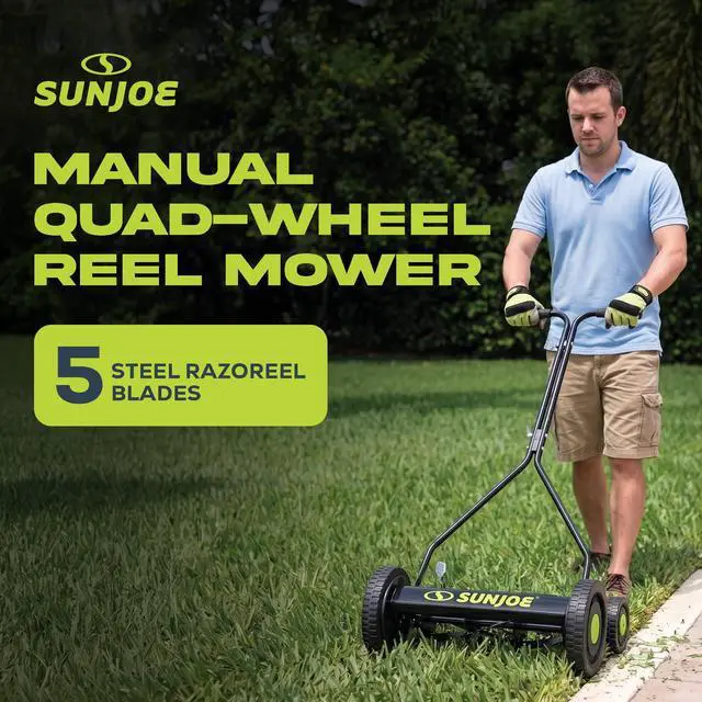 Alt view image 2 of 6 - Manual Push Reel Lawn Mower with 9 Adjustable Positions, 14-Inch Cutting Width - Heavy-Duty Yard Trimming Machine for Gardening Care and Maintenance, MJ503M