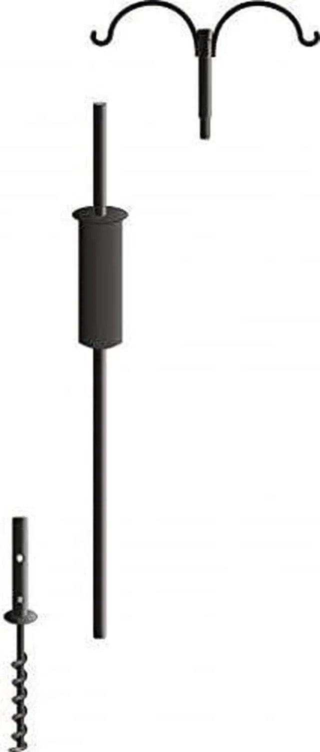 Alt view image 2 of 6 - 2 Arm Topper Bird Feeder Pole Set with Squirrel Baffle