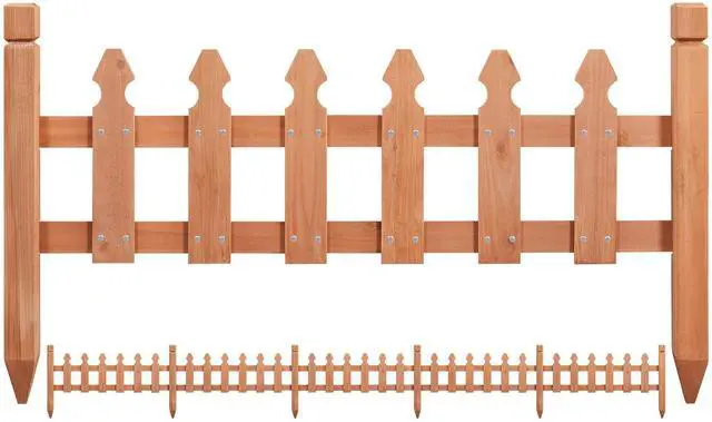 Main image of Decorative Garden Fence-Landscape Wood Picket Fencing Ornamental Panel Border Edging Patio Flower Garden Bed Pool Fences Outdoor, Light Brown- 532.5 in