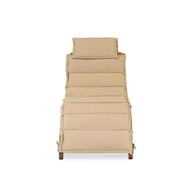 Alt view image 6 of 6 - BHNU1NA Helena Patio Chair Lounge - Outdoor Acacia Wood Sunlounger Chair for Poolside, Deck, Lawn, 72x22x25 Inch, Natural Oil