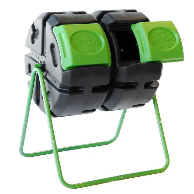 Alt view image 4 of 6 - HOTFROG 37-Gallon Dual-Chamber Tumbling Composter, Black/Green (HF-DBC4000) - UV-Inhibited, BPA-Free, Compost Bin for Garden, Easy-Turn Barrel with Aeration Vents