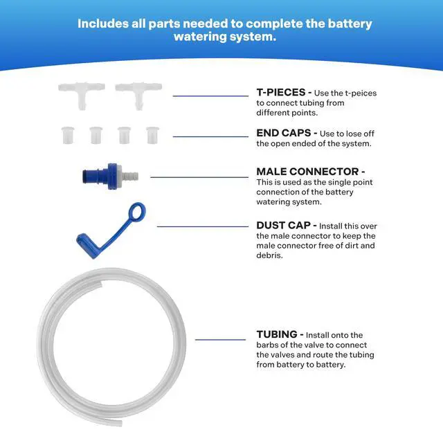 Alt view image 4 of 6 - Battery Watering System for 6V Flooded Lead Acid Batteries (6-Battery Kit) Includes Manual Hand Pump Single Point Watering System for Golf Carts & RVs