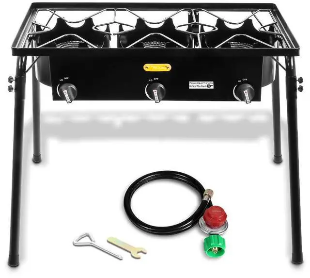 Main image of Triple Burner Outdoor Propane Stove Cooker w/Regulator, 3 Burner Stove Brewing Supply