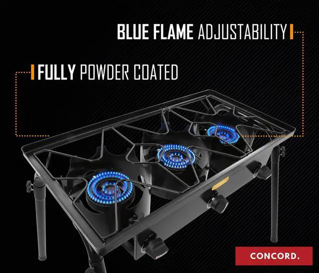 Alt view image 4 of 6 - Triple Burner Outdoor Propane Stove Cooker w/Regulator, 3 Burner Stove Brewing Supply
