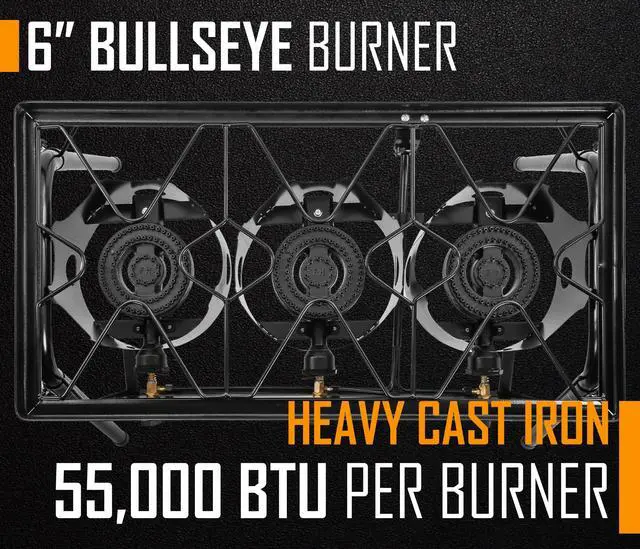 Alt view image 6 of 6 - Triple Burner Outdoor Propane Stove Cooker w/Regulator, 3 Burner Stove Brewing Supply