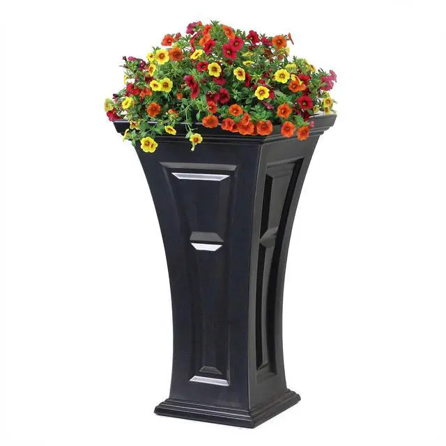 Alt view image 3 of 6 - Heritage Self-Watering Planter (2-Pack) Set of 2 Large Planters for Porch, Patio, Outdoor/Indoor (HP3000-BLK-2) Black (28.5-inch Tall)