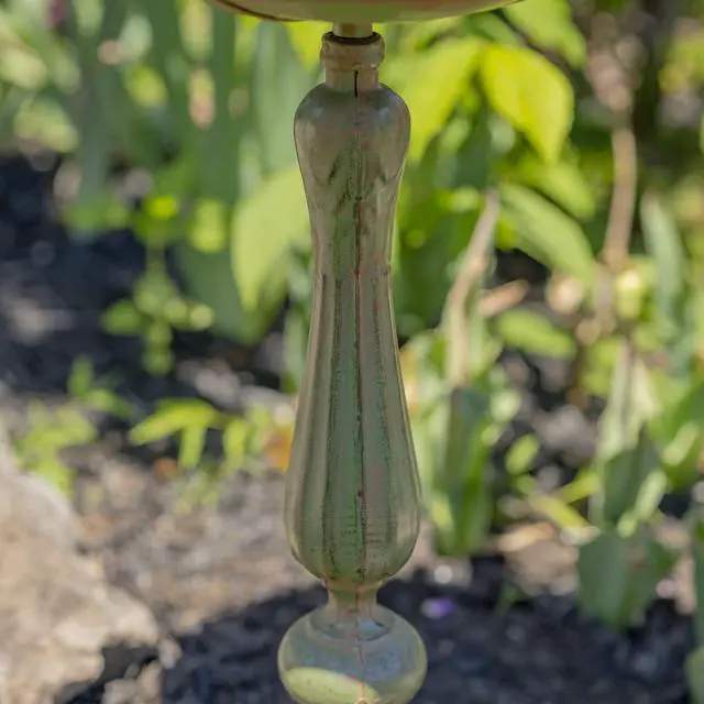 Alt view image 4 of 6 - Pedestal Style Birdbath (Green)