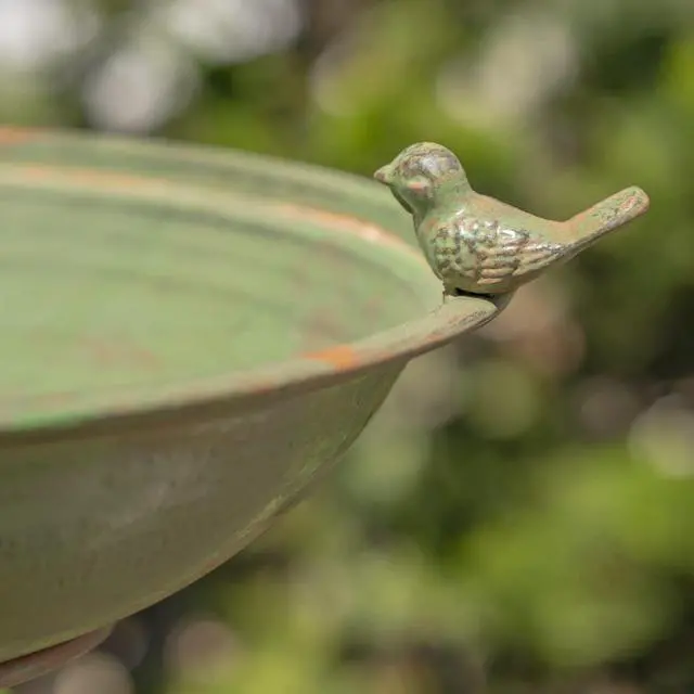 Alt view image 5 of 6 - Pedestal Style Birdbath (Green)