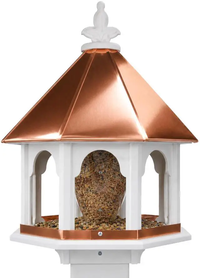Main image of Octagon Wild Bird Feeder Solid Cellular PVC Clear Copper Roof Made in The USA (SBF8C) (3.5" x 3.5" Mount)