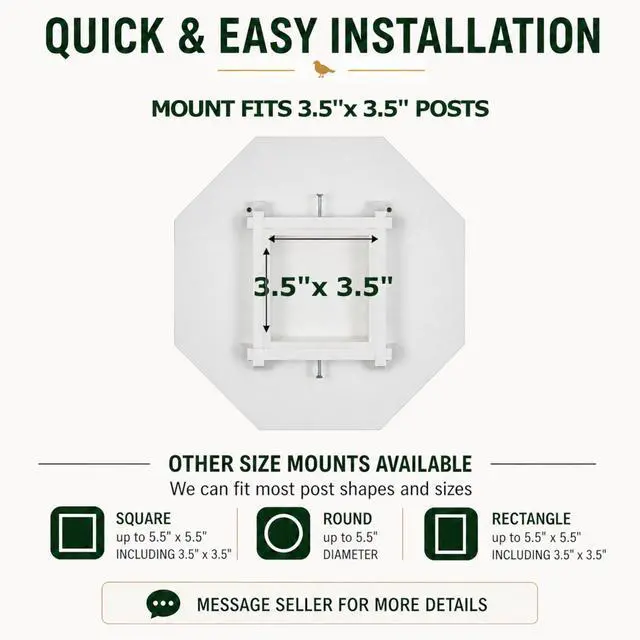 Alt view image 4 of 5 - Octagon Wild Bird Feeder Solid Cellular PVC Clear Copper Roof Made in The USA (SBF8C) (3.5" x 3.5" Mount)