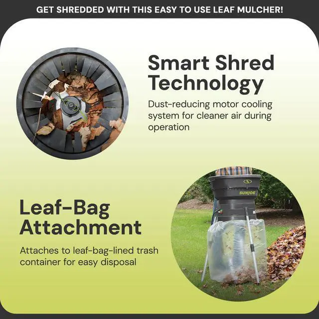 Alt view image 4 of 6 - Corded Leaf Mulcher Shredder with Adjustable Control Dial, 8,000 RPM, 13-Amp Motor - Portable Electric Mulching and Shredding Machine for Lawn Care, SDJ616