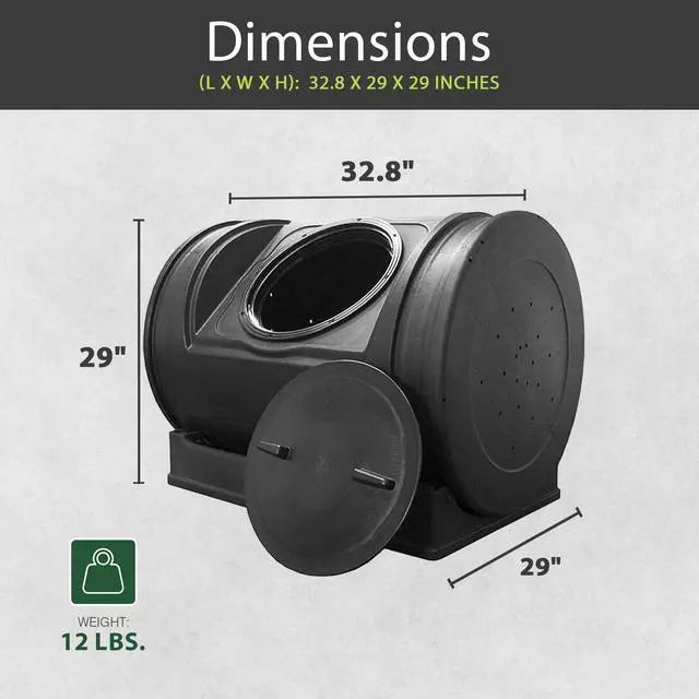 Alt view image 3 of 6 - Compost Wizard Jr 7 Cubic Feet Outdoor Home Garden Compost Bucket Storage Container with Carrying Handles, Black