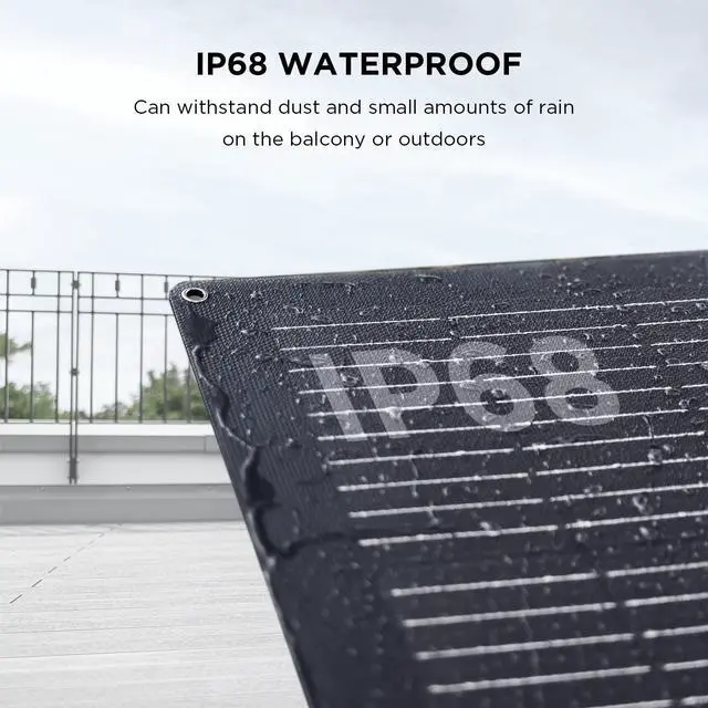 Alt view image 6 of 6 - 100W Flexible Solar Panel with High Efficiency Solar Modules, IP68 Waterproofing, Ideal for Off-Grid Solar Panel Kits, PV Charging, Power Kits & Ecosystem