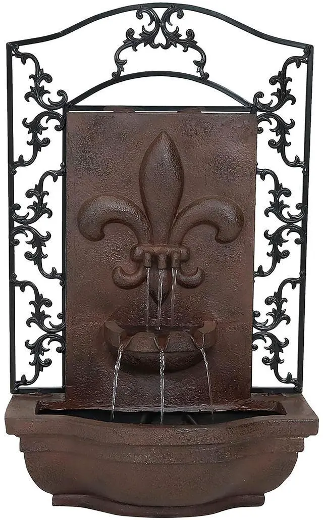 Main image of Sunnydaze French Lily 33" Outdoor Wall Water Fountain with Pump - Iron - Electric