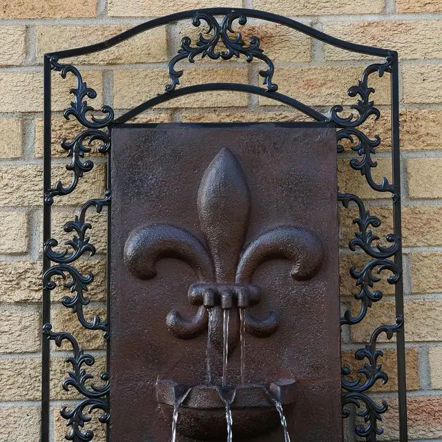 Alt view image 5 of 6 - Sunnydaze French Lily 33" Outdoor Wall Water Fountain with Pump - Iron - Electric