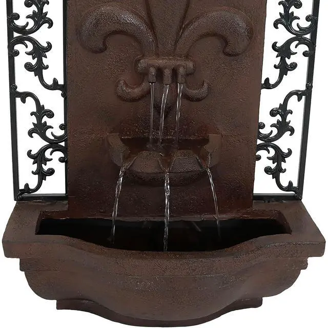 Alt view image 6 of 6 - Sunnydaze French Lily 33" Outdoor Wall Water Fountain with Pump - Iron - Electric