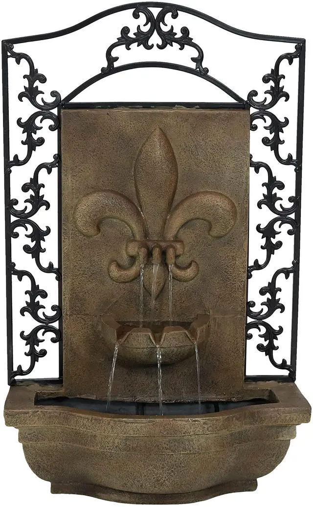 Main image of Sunnydaze French Lily 33" Outdoor Wall Water Fountain with Pump - Florentine - Electric