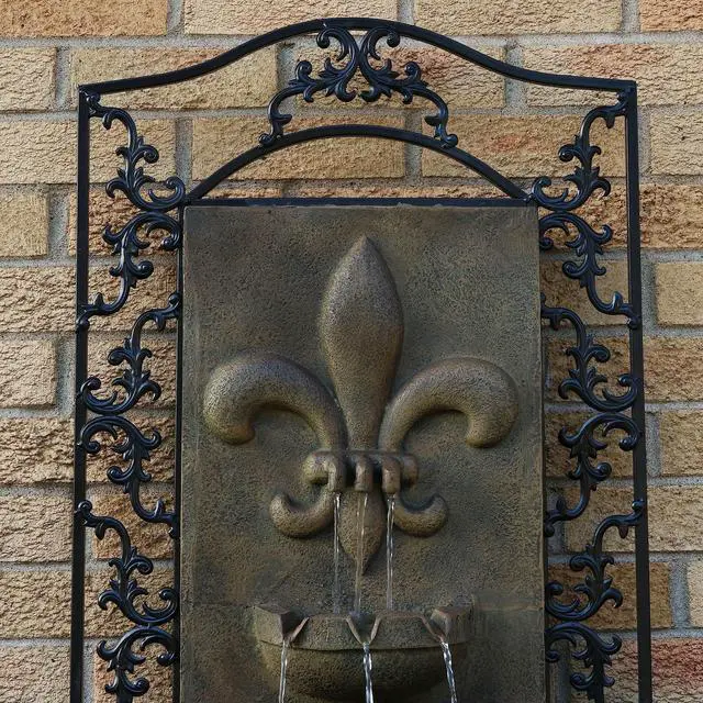 Alt view image 5 of 6 - Sunnydaze French Lily 33" Outdoor Wall Water Fountain with Pump - Florentine - Electric