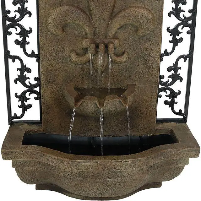 Alt view image 6 of 6 - Sunnydaze French Lily 33" Outdoor Wall Water Fountain with Pump - Florentine - Electric