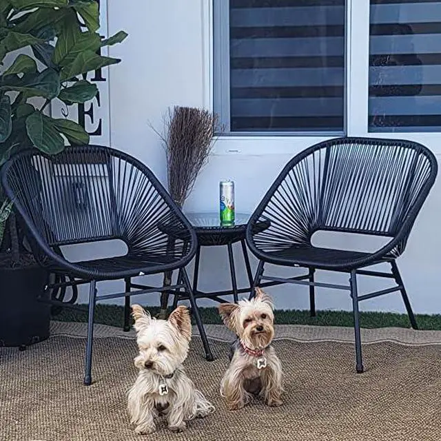 Alt view image 4 of 6 - 3-Piece Patio Furniture Set, Outdoor Wicker Conversation Set w/ 2 Handwoven Cushioned Chairs, Side Coffee Table for Backyard Lawn Porch Poolside Balcony
