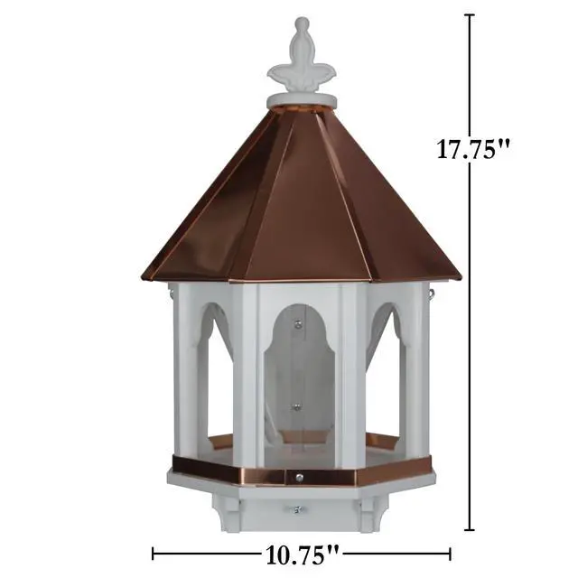 Alt view image 5 of 5 - Wild Bird Feeder Solid Cellular PVC Clear Copper Roof (F8C) Made in the USA (4" x 4" Mount)