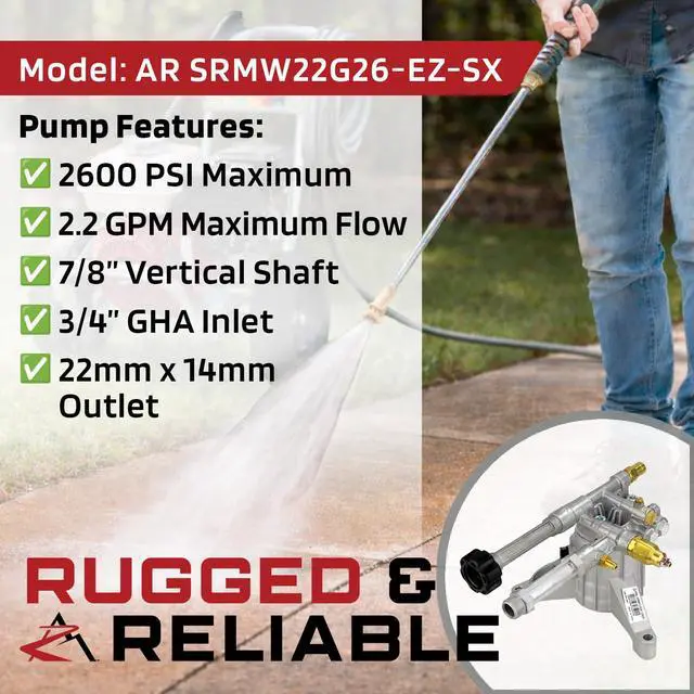 Alt view image 6 of 6 - OEM AR 2600 psi Power Pressure Washer Water Pump | Fits Troy-Bilt 020344, 020344-0