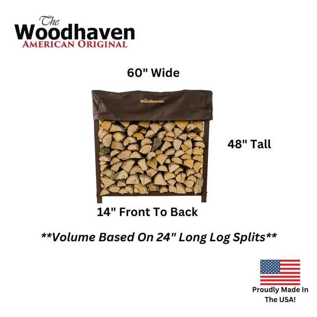 Alt view image 2 of 6 - 5-Foot Brown Firewood Rack American Brand 1/4 Plus Cord Raised Lumber Storage Rack Keeps Wood Dry & Ready Heavy-Duty Steel, Structural (With Cover)