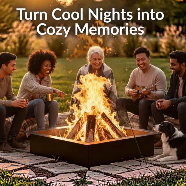 Alt view image 5 of 6 - Sunnydaze Fire Ring for Outside - Heavy-Duty Wood-Burning Metal Fire Pit Ring Insert - 36-Inch Square Outer/30-Inch Square Inner Diameter