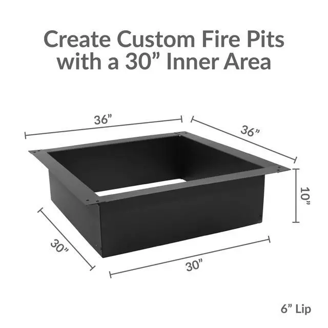 Alt view image 6 of 6 - Sunnydaze Fire Ring for Outside - Heavy-Duty Wood-Burning Metal Fire Pit Ring Insert - 36-Inch Square Outer/30-Inch Square Inner Diameter
