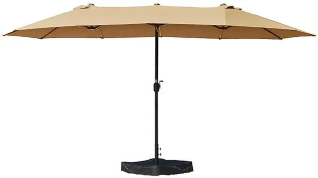 Main image of 15 FT Double-Sided Rectangular Patio Umbrella, Base Included, Crank Lift Outdoor Patio Umbrella with UV Protection for Backyard, Pool & Garden Beige