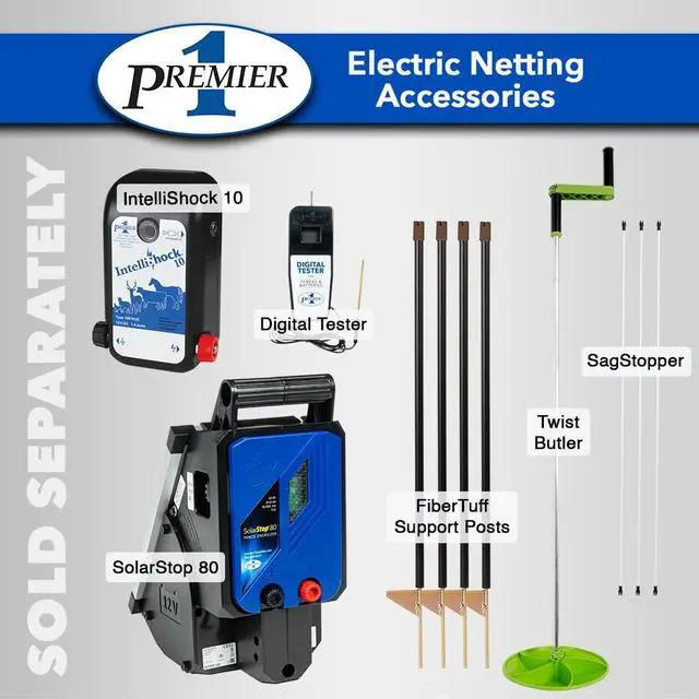 Alt view image 6 of 6 - Premier 1 ElectroFence® Electric Netting | Single Spike White/Black Fence for Goats & Sheep 48"H x 100'L