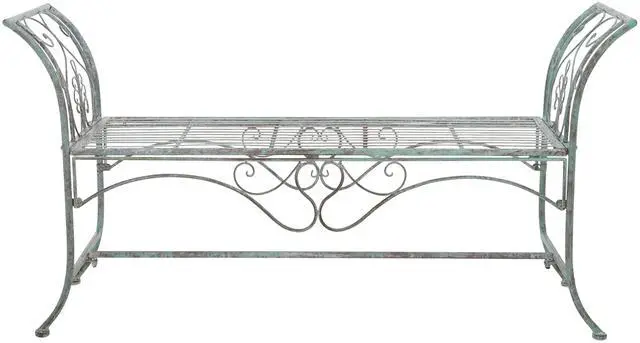 Main image of Outdoor Collection Adina Victorian Antique Dark Green Wrought Iron 51-inch Wide Garden Bench