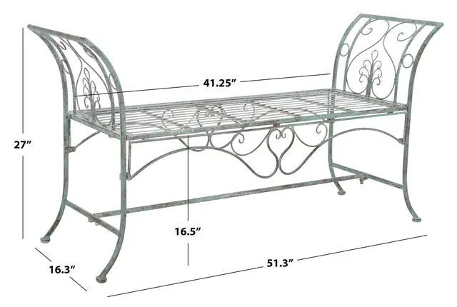 Alt view image 3 of 6 - Outdoor Collection Adina Victorian Antique Dark Green Wrought Iron 51-inch Wide Garden Bench