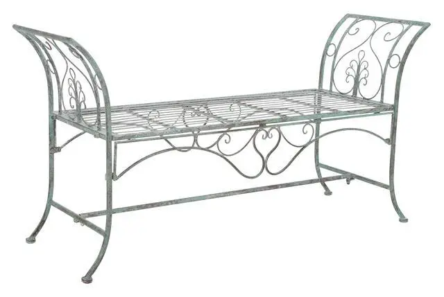 Alt view image 6 of 6 - Outdoor Collection Adina Victorian Antique Dark Green Wrought Iron 51-inch Wide Garden Bench
