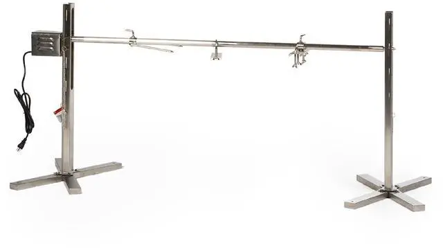 Main image of Ash & Ember 13W Tripod Rotisserie Roaster Stand, Rated 85 LB, Adjustable Height Open Fire Roaster, Round Stainless Steel Spit Rod, Electric BBQ Grill Stand for Pork, Chicken, Lamb, or Goat