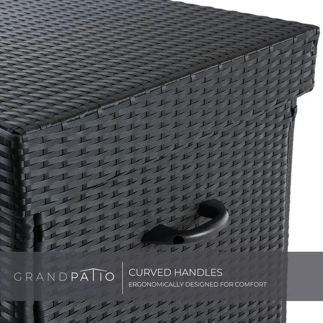 Alt view image 5 of 6 - 170 Gallon Deck Storage Box Deck Box Outdoor Storage Box Indoor Wicker Storage Bin Patio Storage Box for Patio Furniture Cushions Garden Tools Pool Accessories, Black