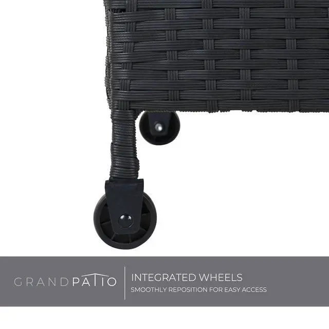 Alt view image 6 of 6 - 170 Gallon Deck Storage Box Deck Box Outdoor Storage Box Indoor Wicker Storage Bin Patio Storage Box for Patio Furniture Cushions Garden Tools Pool Accessories, Black