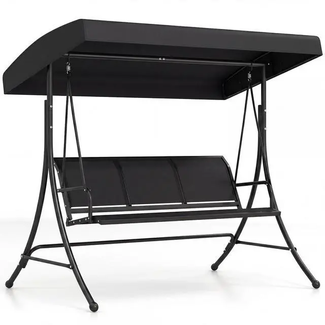 Main image of 3 Person Porch Swing, Patio Swing with Adjustable Canopy, Heavy-Duty Frame, Breathable Fabric, Outdoor Swing for Porch, Garden, Backyard, Poolside, 800 LBS Max Load