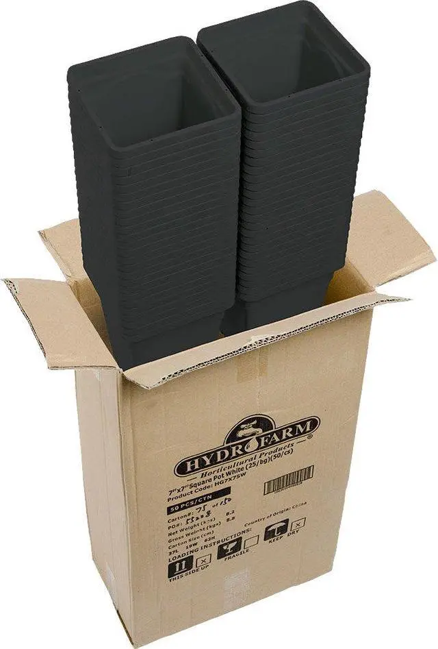 Alt view image 2 of 5 - Active Aqua HG7X7SB, 7" X 7", Black Square Pot (Pack of 50)