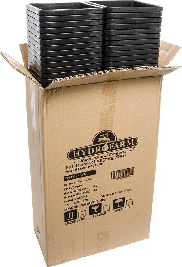 Alt view image 3 of 5 - Active Aqua HG7X7SB, 7" X 7", Black Square Pot (Pack of 50)