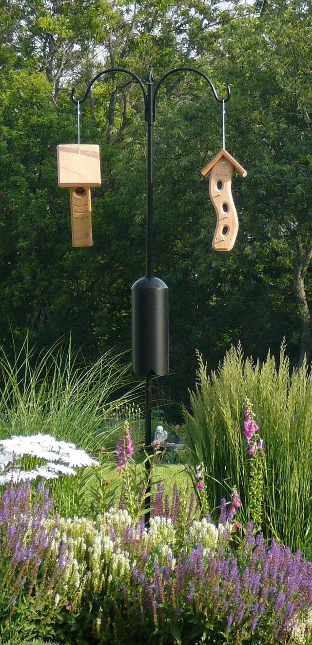 Alt view image 6 of 6 - Bird Feeder Pole Set with Squirrel Baffle & Twister Ground Socket (2 Arm)
