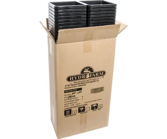 Alt view image 3 of 4 - Active AQUA HG5X5SB, 5" X 5", Black 5" by 5" Square Tall Pot Case of 100, 7", 5"